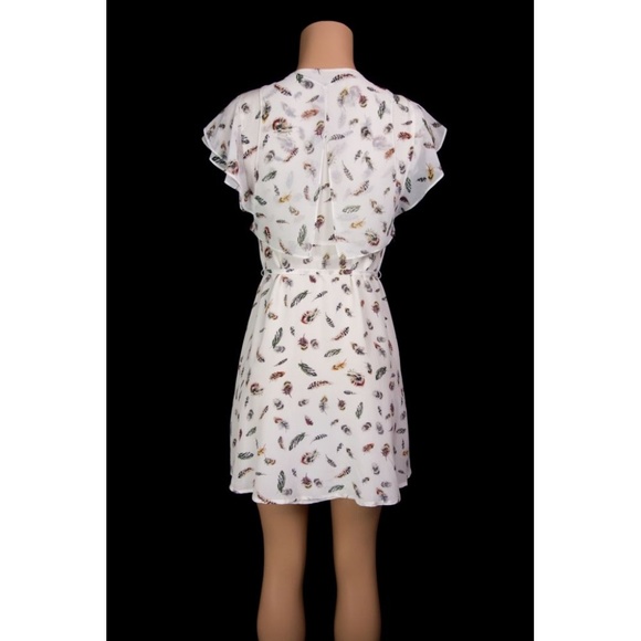 The Kooples Cream Feather Pattern Mini Dress - Picture 3 of 8